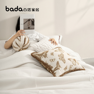 百搭沙发抱枕复古流苏边卧室客厅床头靠垫靠枕板间装 饰轻奢高级感