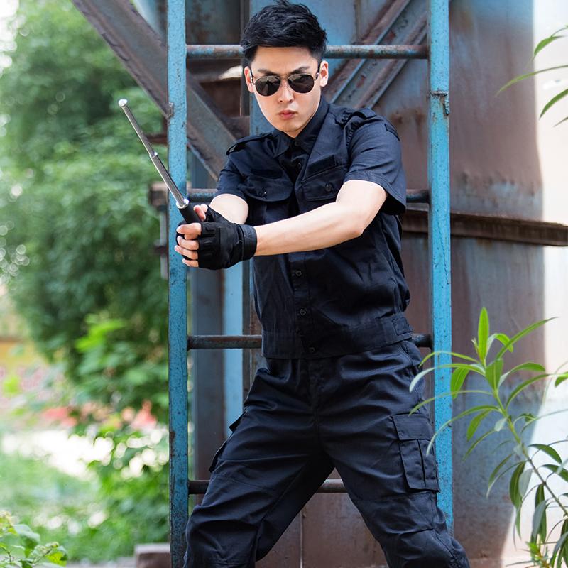 保安工作服套装男春秋黑色短袖作训服秋冬加厚耐磨长袖制服保安服