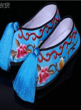 秀禾服婚鞋中式绣花鞋红色戏曲彩鞋女花旦新款唱戏鞋京剧越剧鞋子