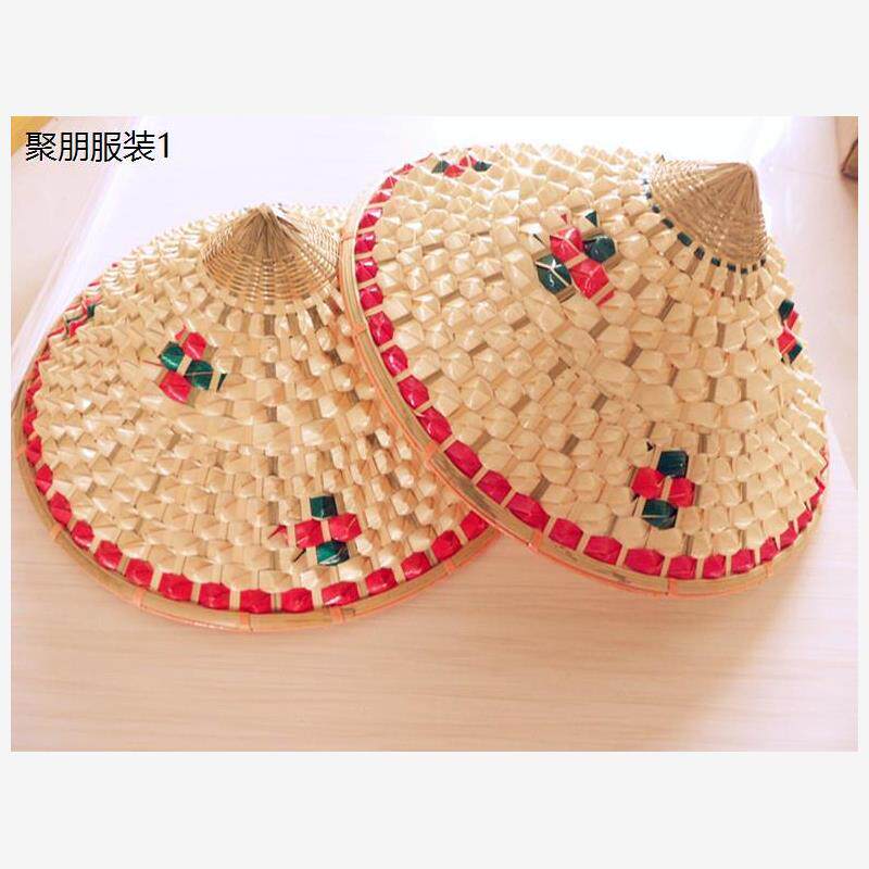 竹编菠萝斗笠帽儿童舞蹈