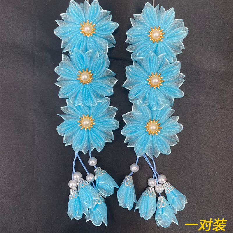 一对价新款戏曲鬓花边花