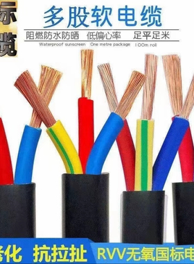 国标RVV2芯3芯4芯电缆线1 2.5 4 6户外家用延长电源防冻软护套线