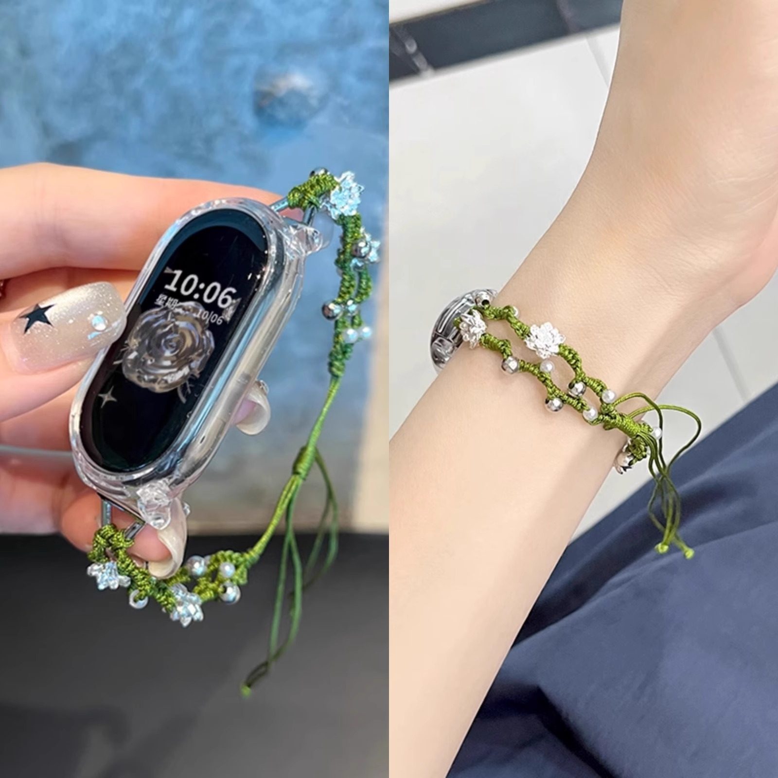 新中式莲花编织绳荷花表带图片