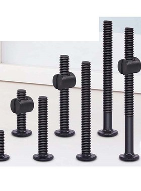 85pcs盒 M6*15-75mm婴儿床家具螺丝 黑色平头内六角螺栓桶形螺母