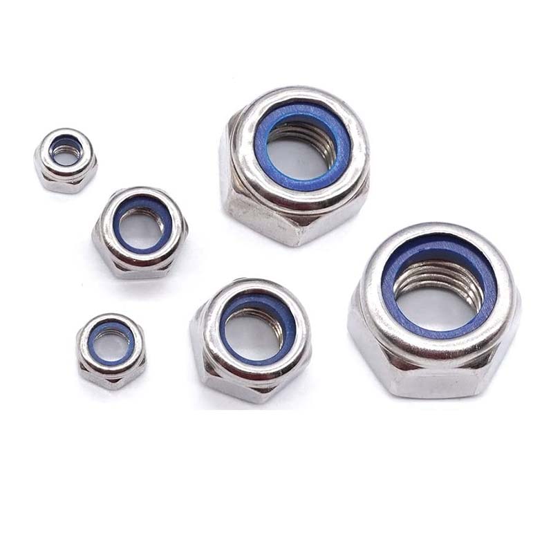 100pcs防松自锁螺母304不锈钢防滑锁紧六角螺丝帽