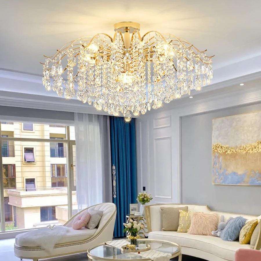 E14轻奢水晶吊灯后现代简约客厅家用卧室餐厅吸顶灯新款奢华灯具