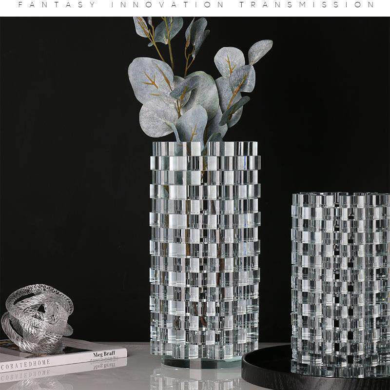 现代简约水晶几何花瓶样板间餐厅桌面花器售楼部茶几花插软装摆件
