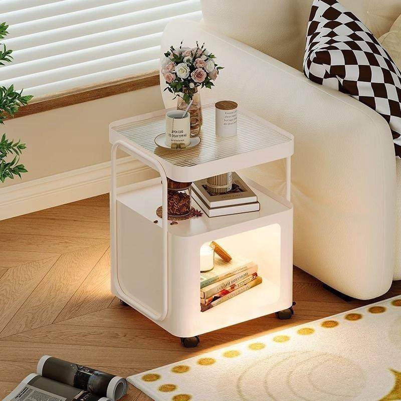 沙发边几奶油风可移动茶几客厅家用床头小边几迷你铁艺边柜小推车