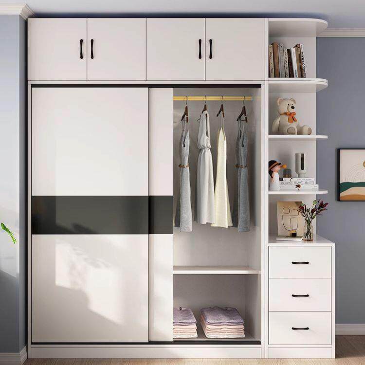 特卖实木衣柜家用卧室美式包安装出租屋简约推拉门儿童房多层衣橱