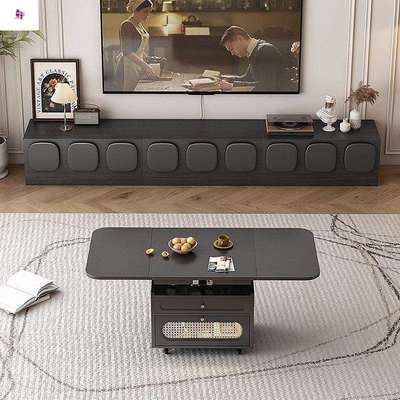 2025新款家用法式复古电视柜落地客厅小户型黑色高级感组合柜1米6