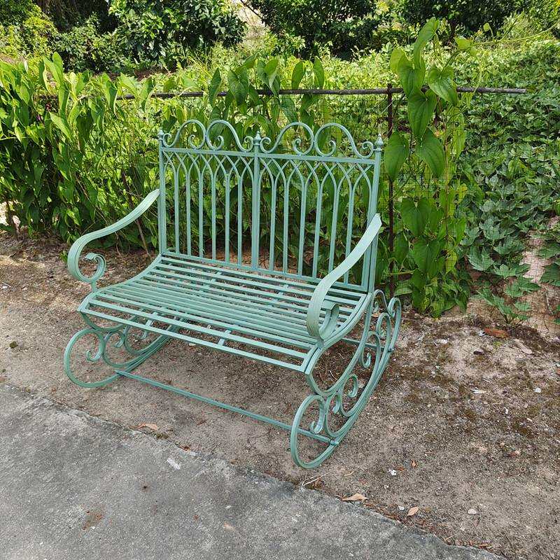 田园铁艺休闲双人摇摇椅懒人家用户外靠背椅阳台庭院躺椅一件