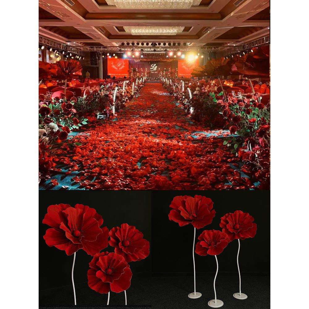 新款婚庆道具泡沫丝网花婚礼舞台布置路引橱窗摆件拍摄道具成品花