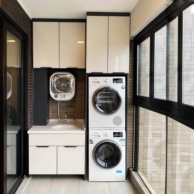 2I铝合金阳台柜洗烘一体洗衣机烘干组合叠放定制全铝简约家具