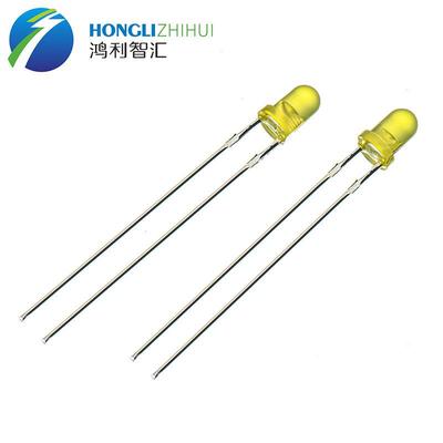鸿利直插F3黄发黄发光二极管LAMP黄色LED灯珠1.8V-2.4V20mA
