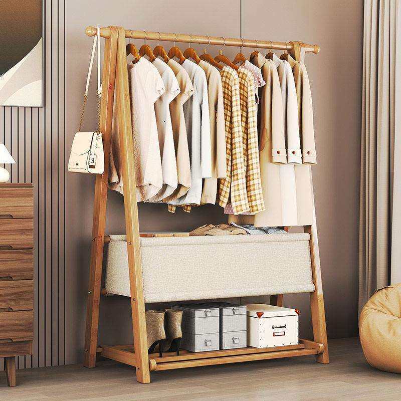 家用挂衣架落地衣架两层简易网红卧室内挂包晾晒衣架多功能衣帽架