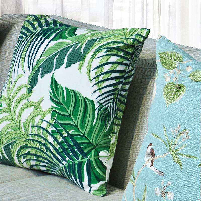 美式乡村田园棉麻靠垫抱枕靠枕绿色沙发抱枕套不含芯45x45靠垫套