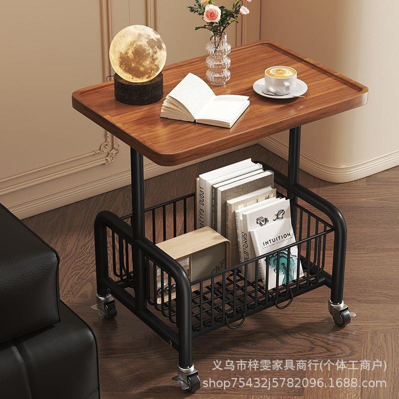 沙发边几可移动客厅小推车置物架带轮奶油风小茶几家用简易小桌子