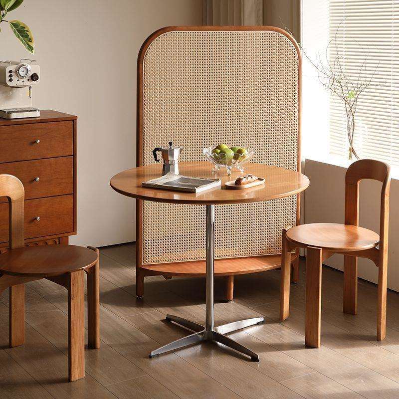 中古风餐桌洽谈桌子复古圆桌小户型茶几阳台边几家用简约办公桌子