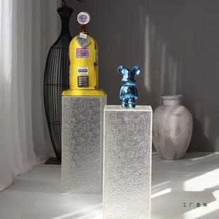 亚克力透明石头纹展示台炫彩底座地台水波纹流水台展厅艺术品摆台