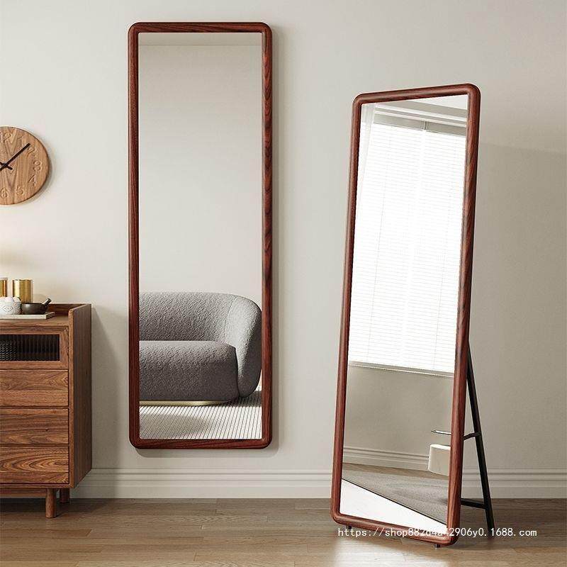 实木镜子全身镜设计穿衣镜落地镜家用客厅试衣镜壁挂式贴墙卧室子