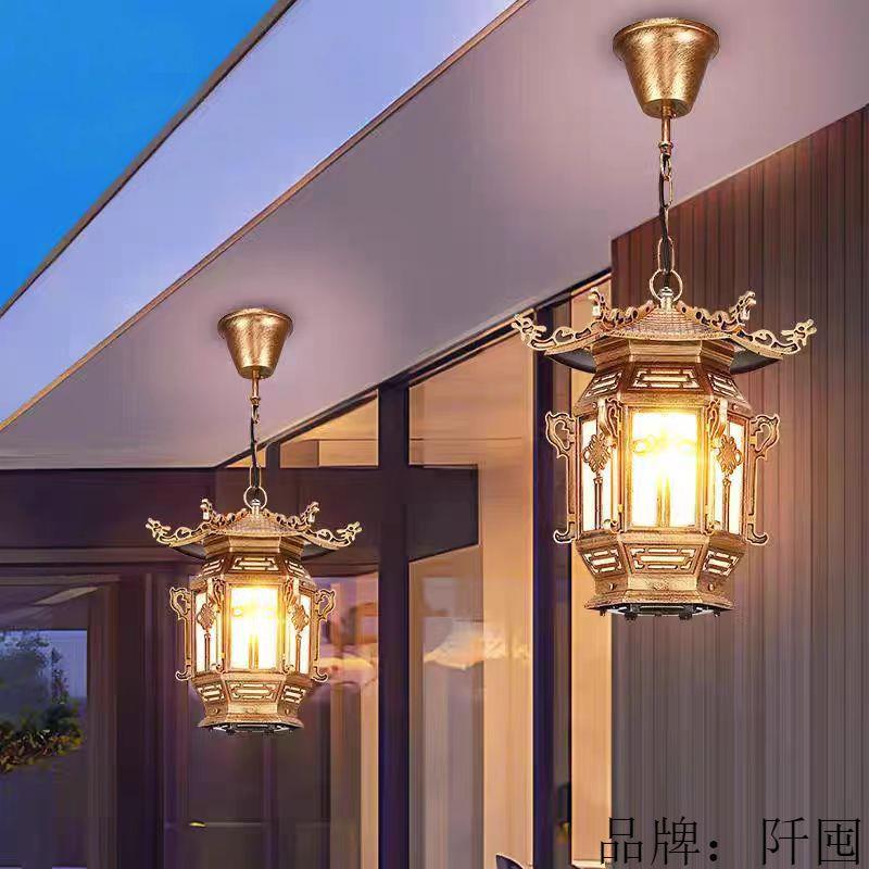中式仿古庭院廊架宫廷灯凉亭子过道长廊大门灯笼复古户外防水吊灯