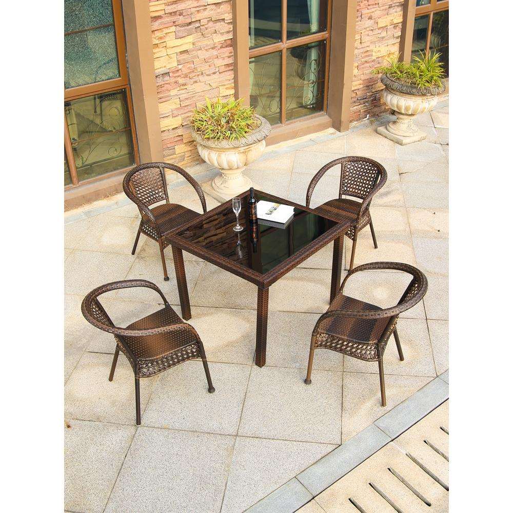 阳台桌椅藤椅三件套户外休闲小茶几组合室外庭院靠背椅露天组合