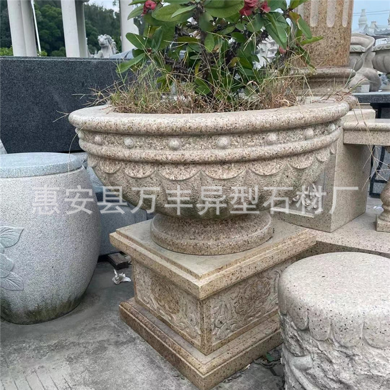 定作欧式大理石雕带底座花盆