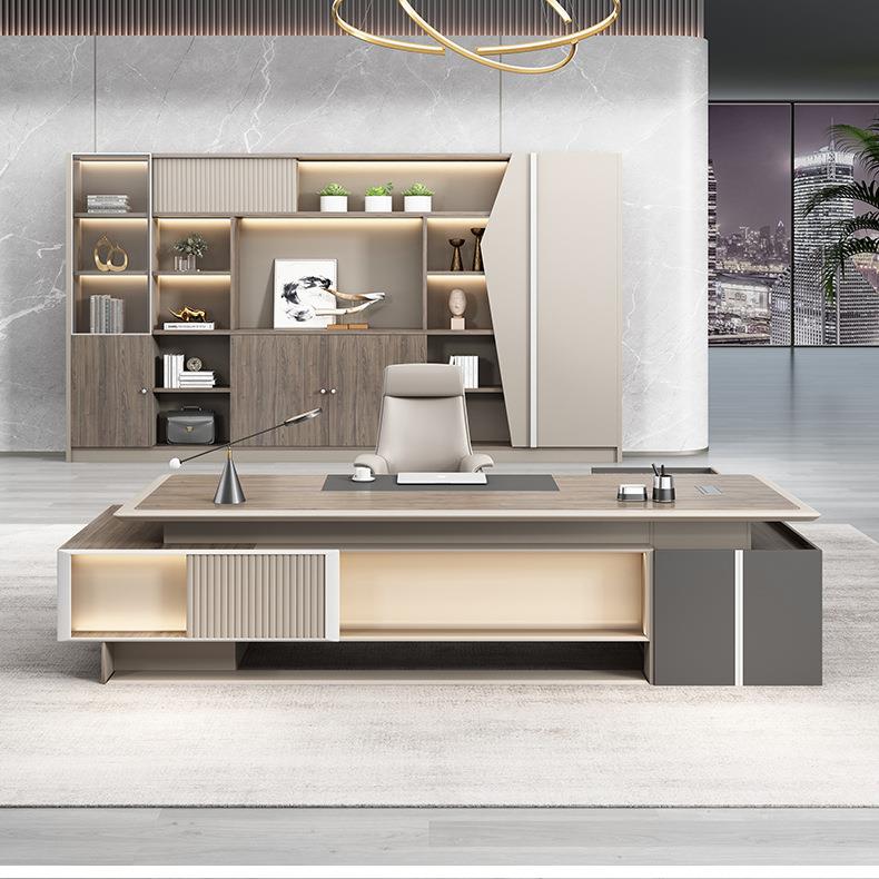 老板桌办公桌高档轻奢简约现代大班台办公家具单人经理桌椅组合