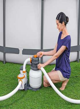 Bestway58497家庭泳池过滤设备1500gal欧规砂滤器地面水池净化器
