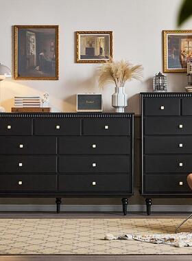 美式黑色五七九斗柜现代实木小户型卧室玄关卧室收纳储物家具柜子