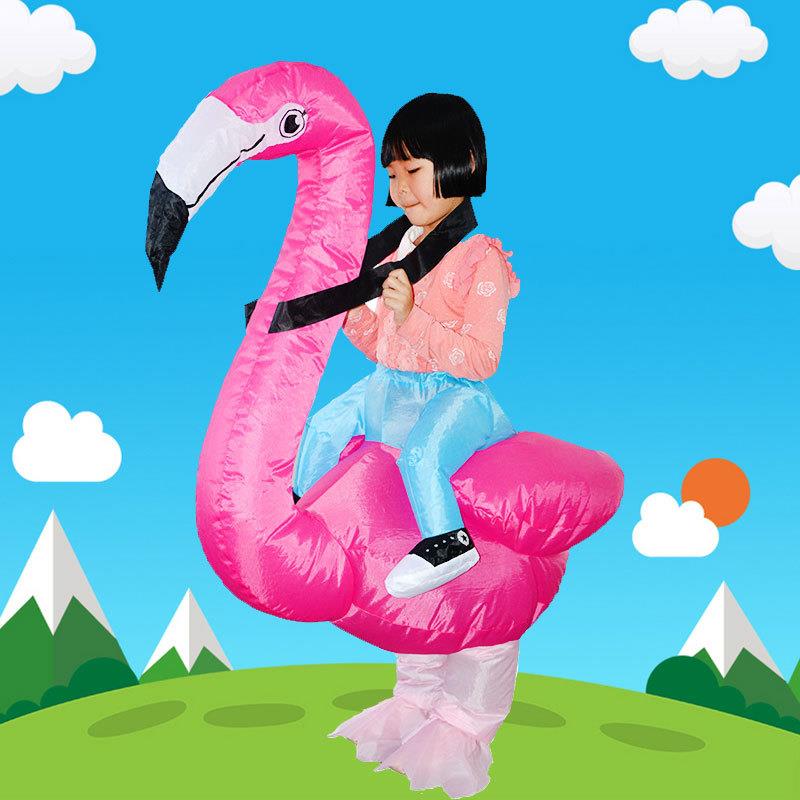 新品圣诞儿童节卡通火烈鸟充气服舞台表演衣服活动演出服饰