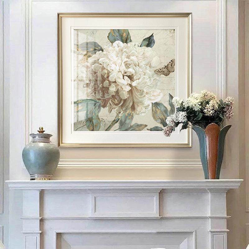 美式乡村花卉装饰画客厅挂画简美法式轻奢新古典卧室床头餐厅壁画