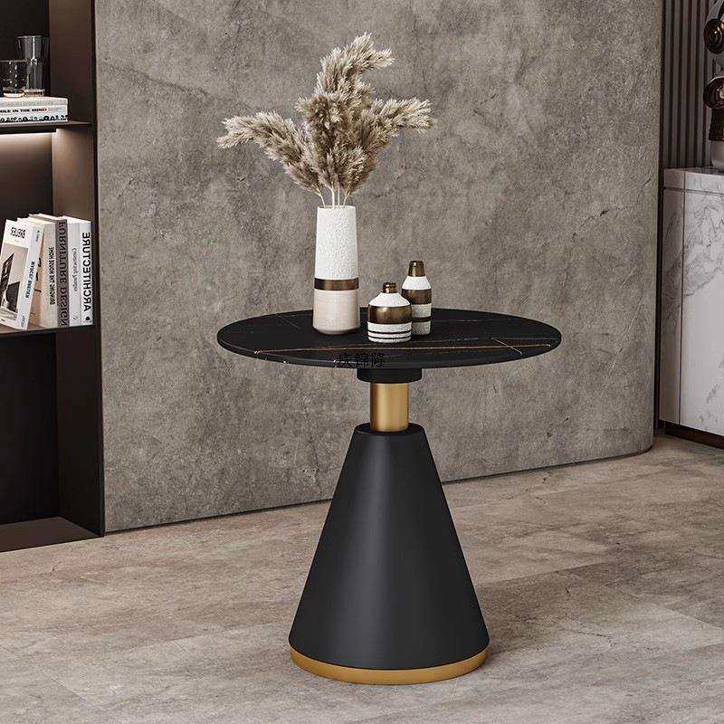 简约岩板茶几圆形餐桌客厅轻奢高级感现代桌子金属家用加工