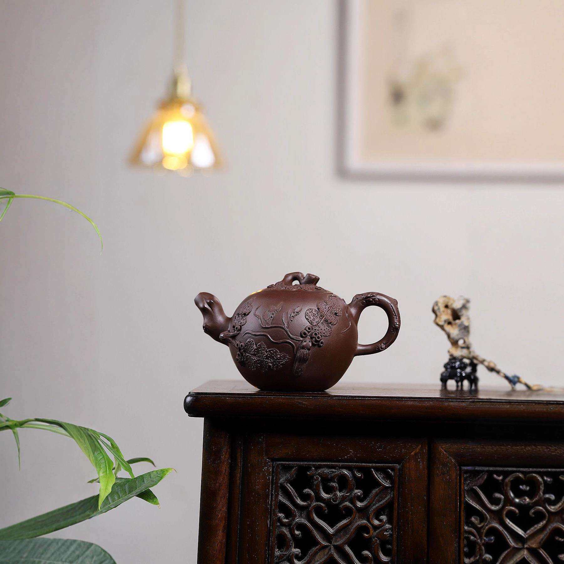 松鼠葡萄宜兴紫砂壶原矿紫泥名家手制高档紫砂茶壶产地直销