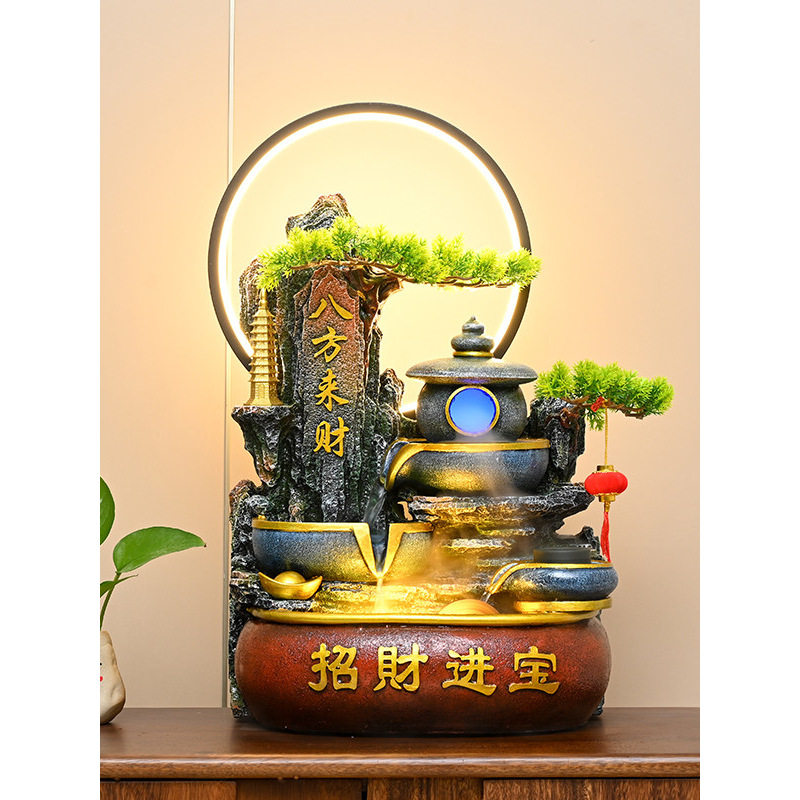 假山流水喷泉客厅循环水风水轮办公室生财桌面装饰品开业乔迁摆件