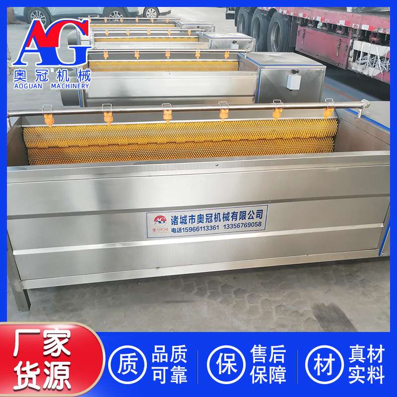 烧毛后羊蹄子猪蹄子辊刷清洗机 牛蹄猪耳朵猪脸猪头毛辊刷洗设备