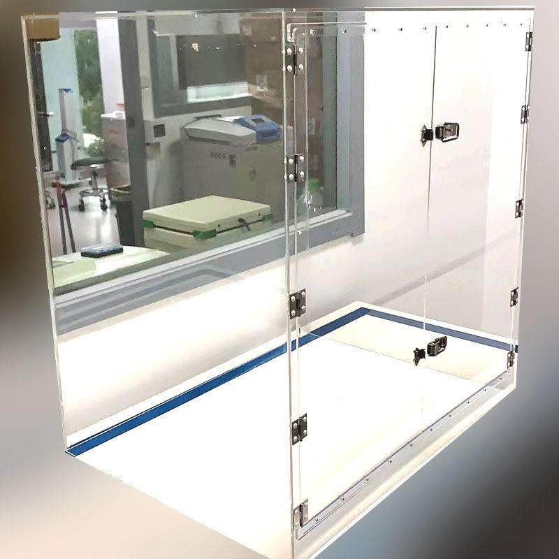 一体透明亚克力有机玻璃磁吸开门搭扣仪器展示盒防尘实验器材定制