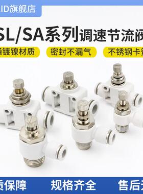 白色塑料气动快速铜接头单向调速节流阀SL8-01/4-02/6-03管道阀SA