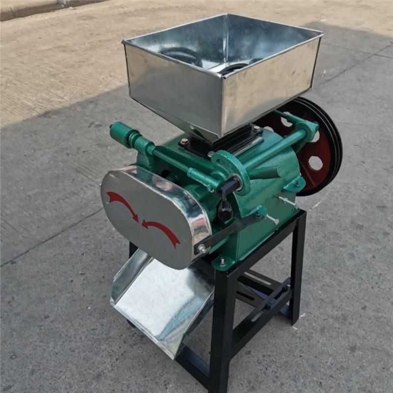 小型油坊花生破碎机电动对辊式黄豆小麦轧扁机农作物粮食挤扁机