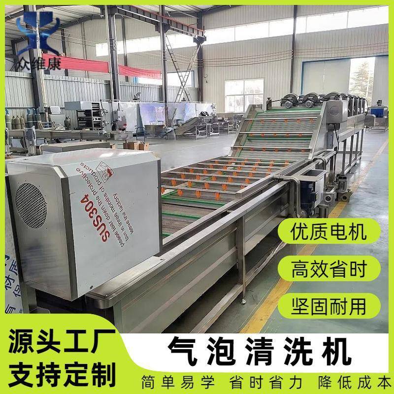 3米果蔬气泡清洗机葡萄干喷淋清洗设备苹果鼓泡去污机器