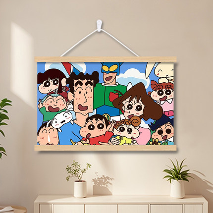 蜡笔小新网红弱电表箱盒遮挡画挂画配电表箱装饰画客厅餐厅免打孔