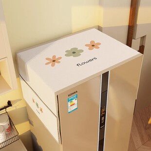 卡通图案冰箱洗衣机防尘防水盖布单双开门可收纳家用棉麻布艺盖巾