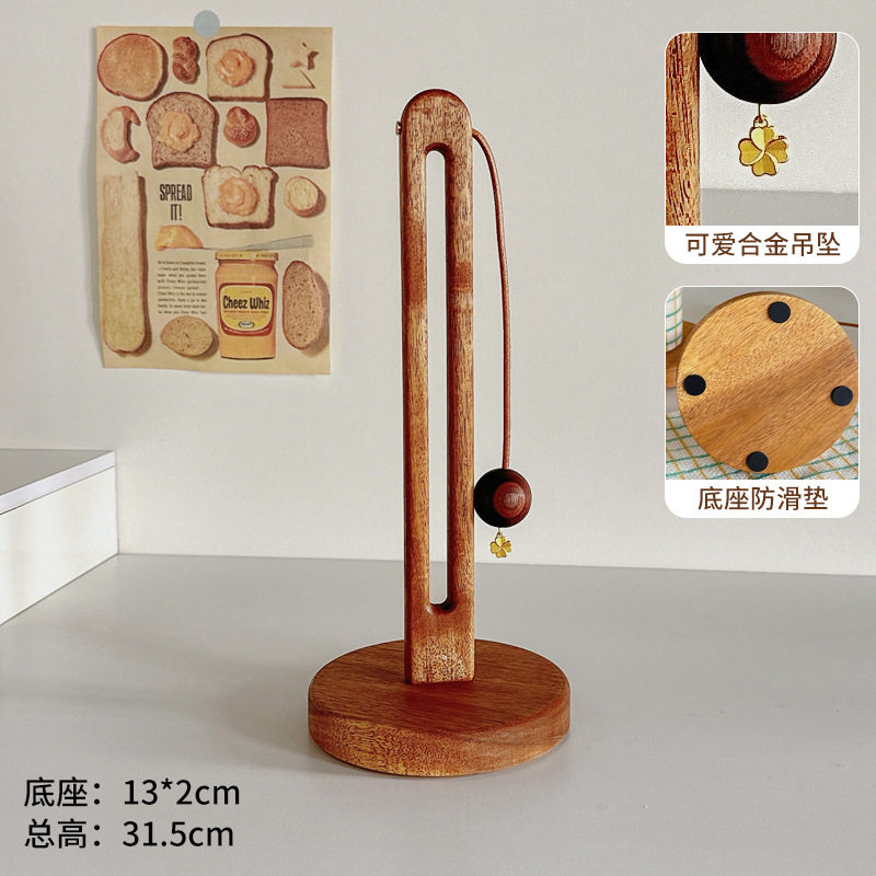 家用实木保鲜袋挂架立式保鲜膜收纳架厨房纸巾架懒人抹布用纸挂架