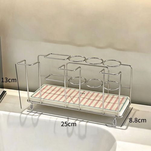 电动牙刷置物架2026不锈钢洗漱台面硅藻泥吸水垫牙膏漱口杯架