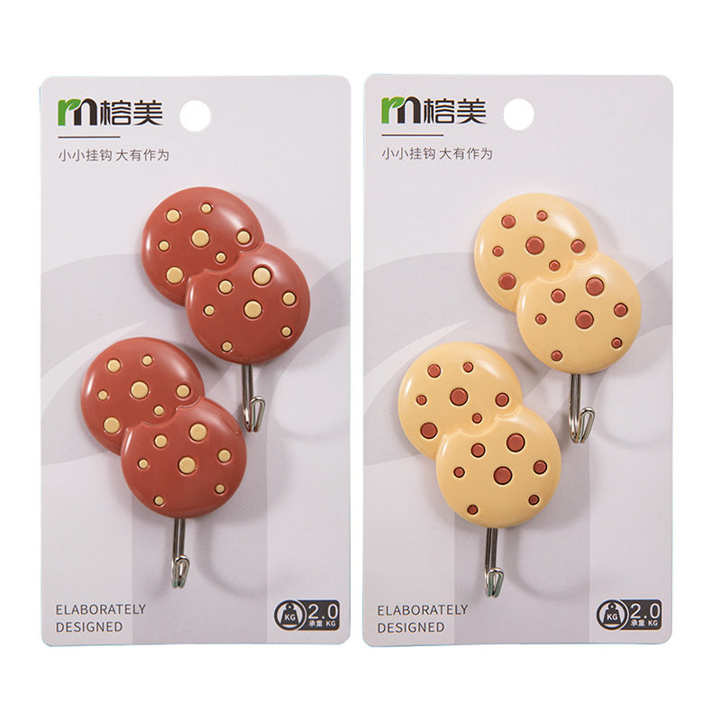 满胶强力挂钩卡通饼干曲奇门后创意挂钩塑料免打孔不规则墙贴