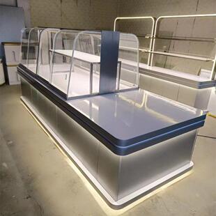 不锈钢面包柜中岛柜蛋糕房展示柜新款弧形移门边柜冷藏西点柜定制