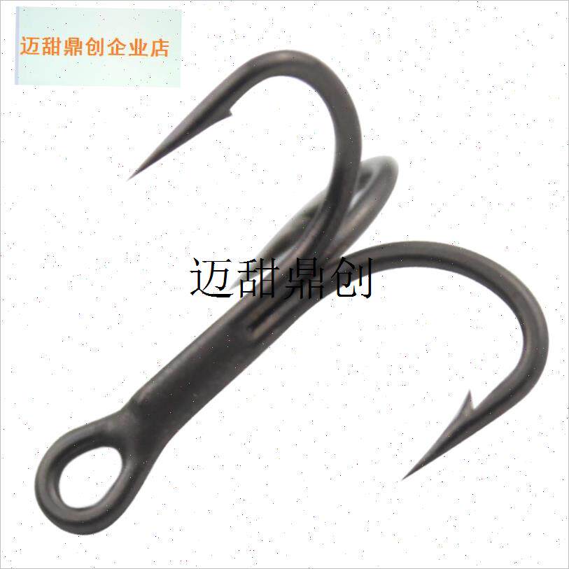 湾三本钩精品特氟龙进口路亚鱼钩C远投亮片钩鳜鱼翘嘴钩小号锚钩,