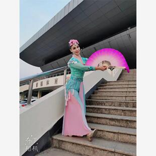 2023新款胶州秧歌扇子粉色广场舞淮海戏韵扇子跳舞专用1尺扇