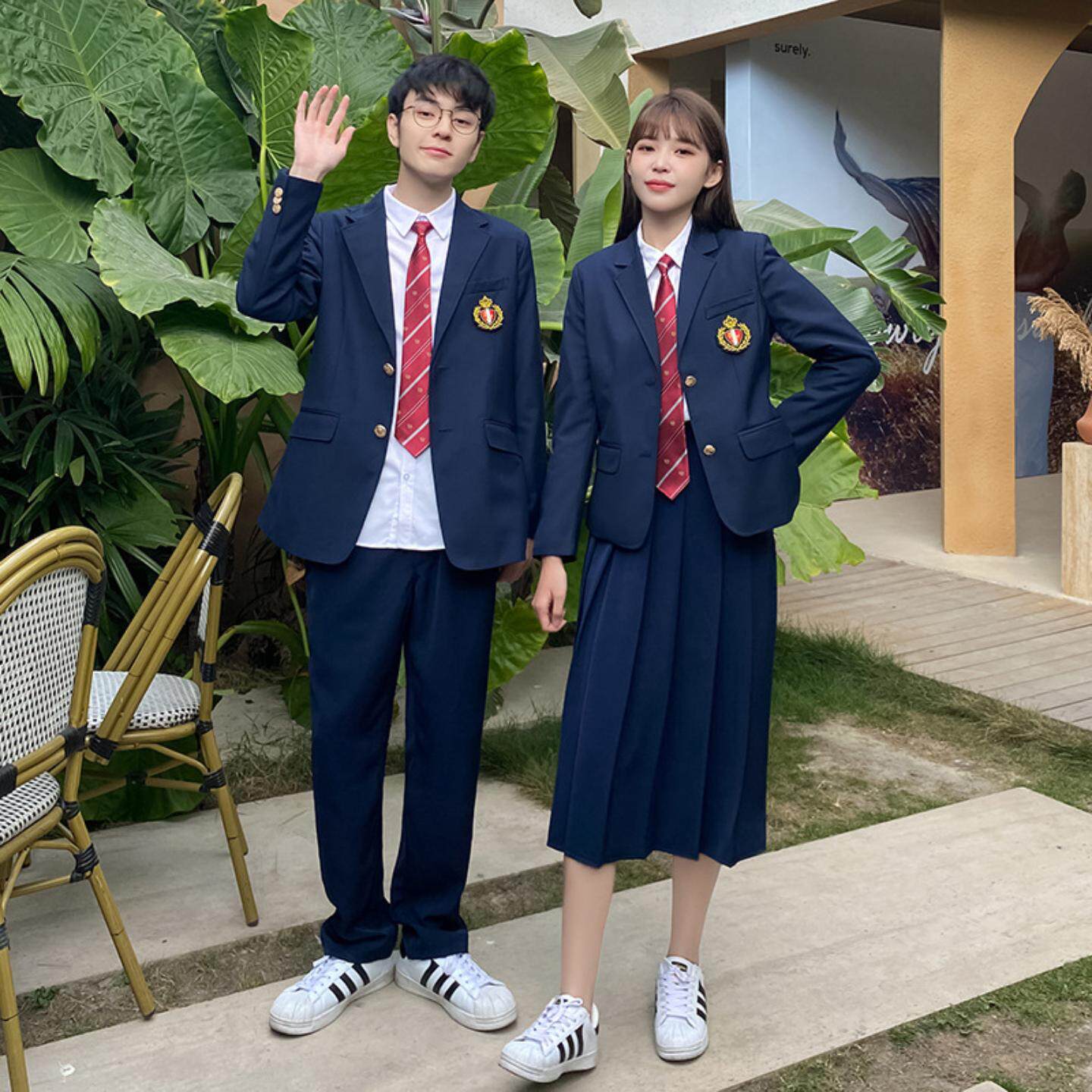 jk学院风校服英伦西装制服套装中学生高中初中运动会毕业衬衫班服
