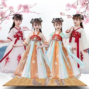女童春夏季汉服超襦裙儿童古风连衣裙中童装古装短袖